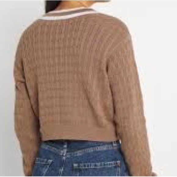Hollister knitted V-Neck Sweater Womens XS tan and white Pullover Long size XS - Picture 13 of 13